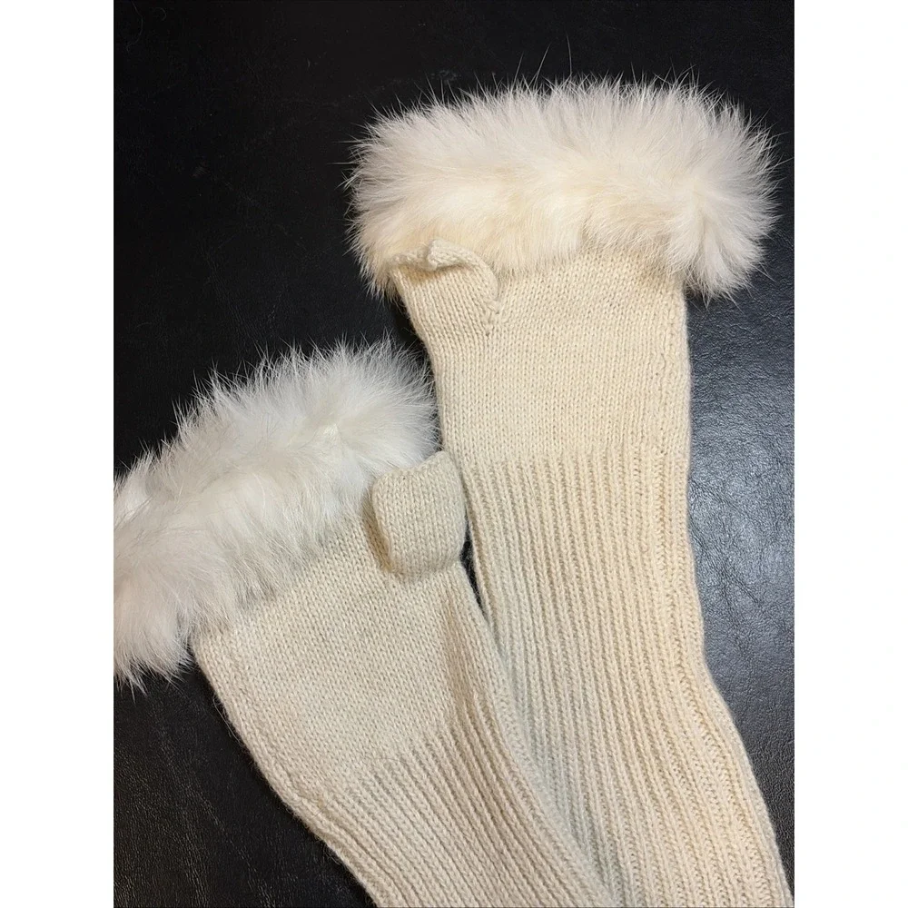 Women Fingerless‎ Gloves Faux Fur Knitted Fall Winter Warmer Wrist